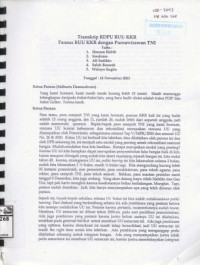 Image of Transkrip RDPU RUU KKR Pansus RUU KKR dengan Purnawirawan TNI : Hasnan Habib, Soedomo, Ali Sadikin, Saleh Basarah, Waluyo Sugito, 18 November 2003