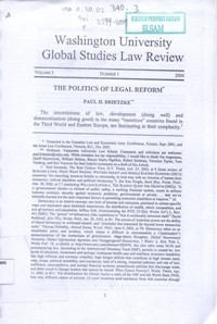 Image of The Politics of Legal Reform; `Washington University Global Studies Law Review`