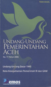 Image of Undang-Undang Pemerintahan Aceh No.11 Tahun 2006