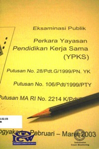 Image of Eksaminasi publik: perkara yayasan pendidikan kerjasama Yogyakarta