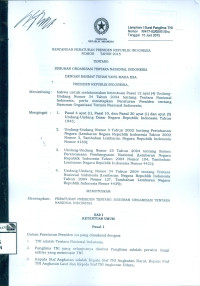 Image of Rancangan Peraturan Presiden RI Tentang Susunan Organisasi Tentara Nasional Indonesia