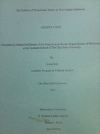 Image of The Politics of transitional justice in Post-Suharto Indonesia : Dissertation